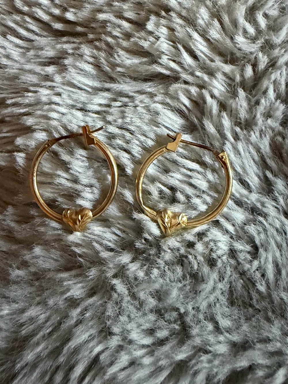 14k Real Gold Heart Hoop Earrings - Women Jewelry